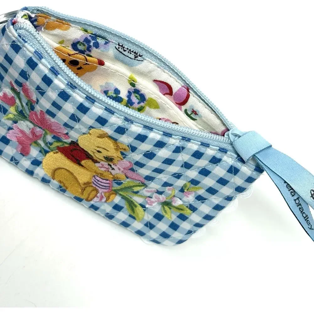 Vera Bradley Disney Winnie The Pooh Zip ID Card Case Pouch Wallet NWT Gingham